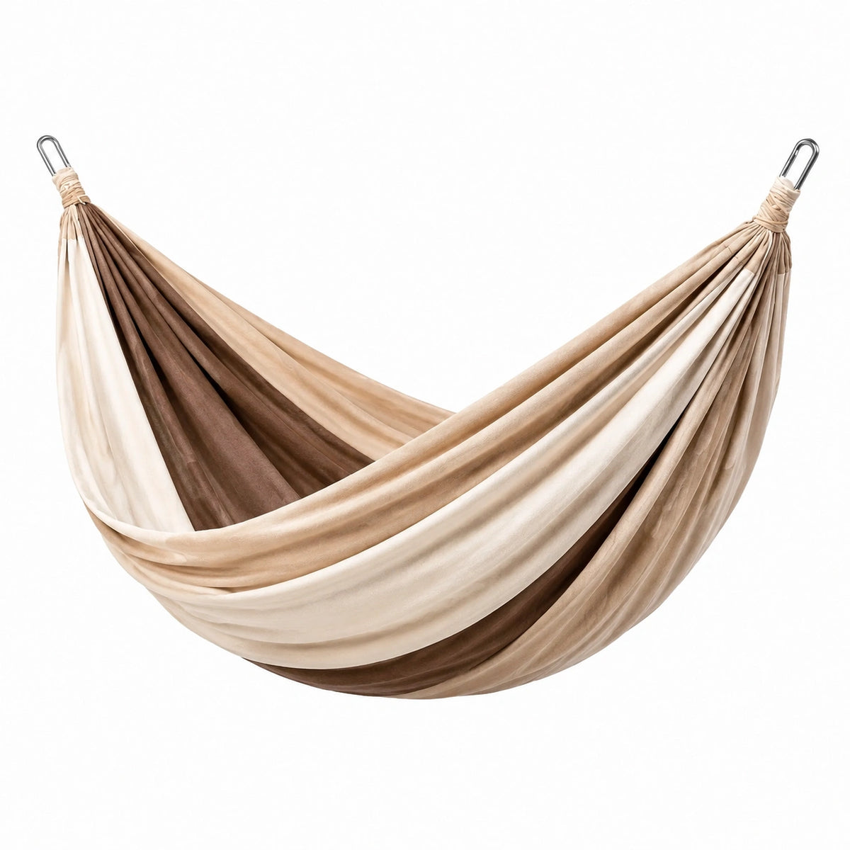 Amaca sospesa moderna in tessuto beige, marrone e crema, 280 × 150 × 1 cm