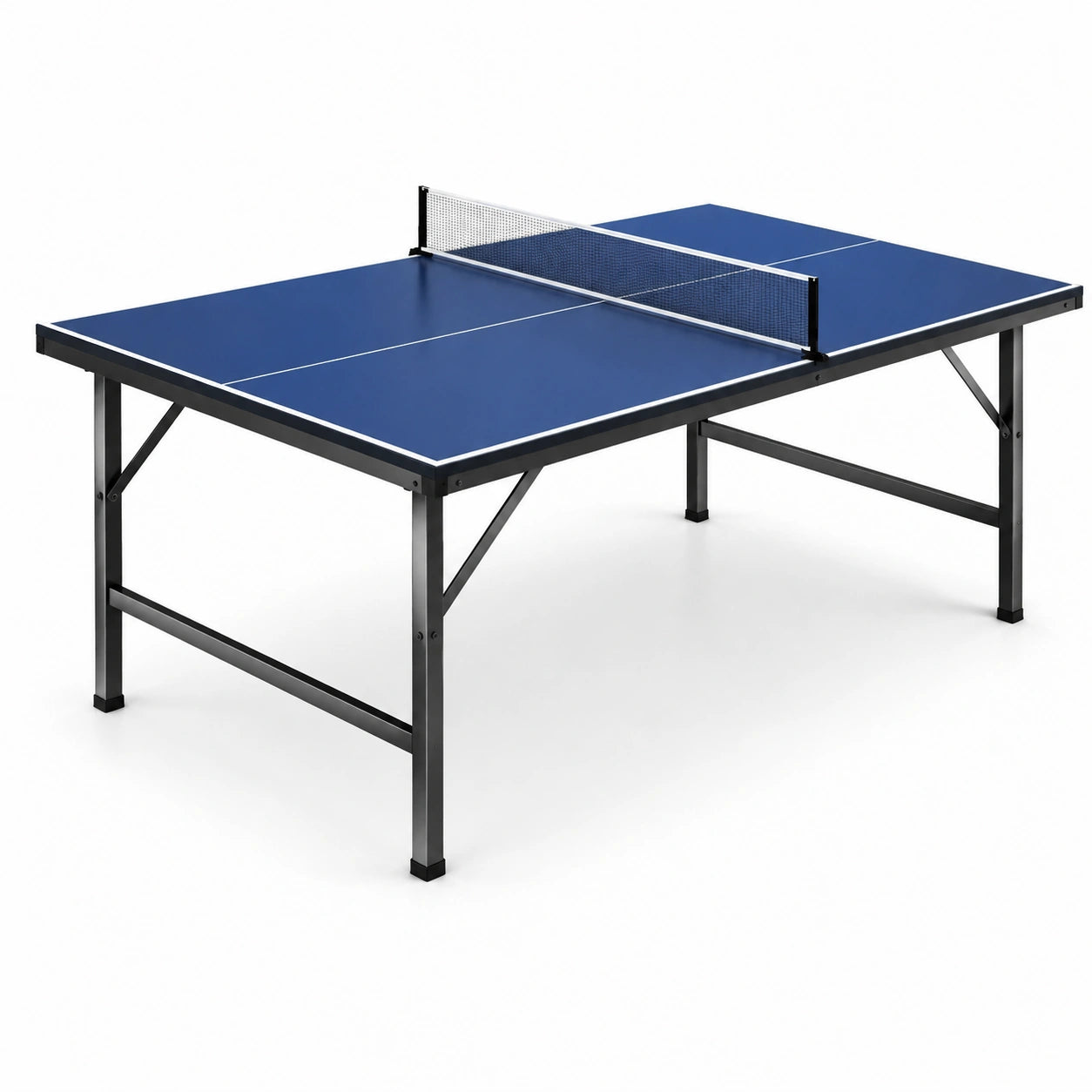 Tavolo da ping pong da interno 274 × 152,5 × 76 cm, blu e nero con dettagli bianchi e rete