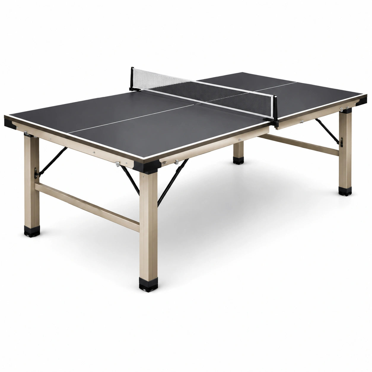 Tavolo da ping pong regolamentare 274 × 152,5 × 76 cm, nero con struttura argentata e rete