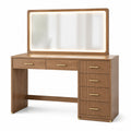 Toeletta moderna marrone e oro 120 × 45 × 135 cm con specchio illuminato e 6 cassetti