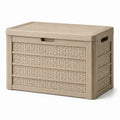 Baule contenitore beige effetto rattan con coperchio, 80 × 45 × 60 cm