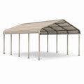 Carport in acciaio tortora 600 × 400 × 280 cm con tetto rigido a due falde