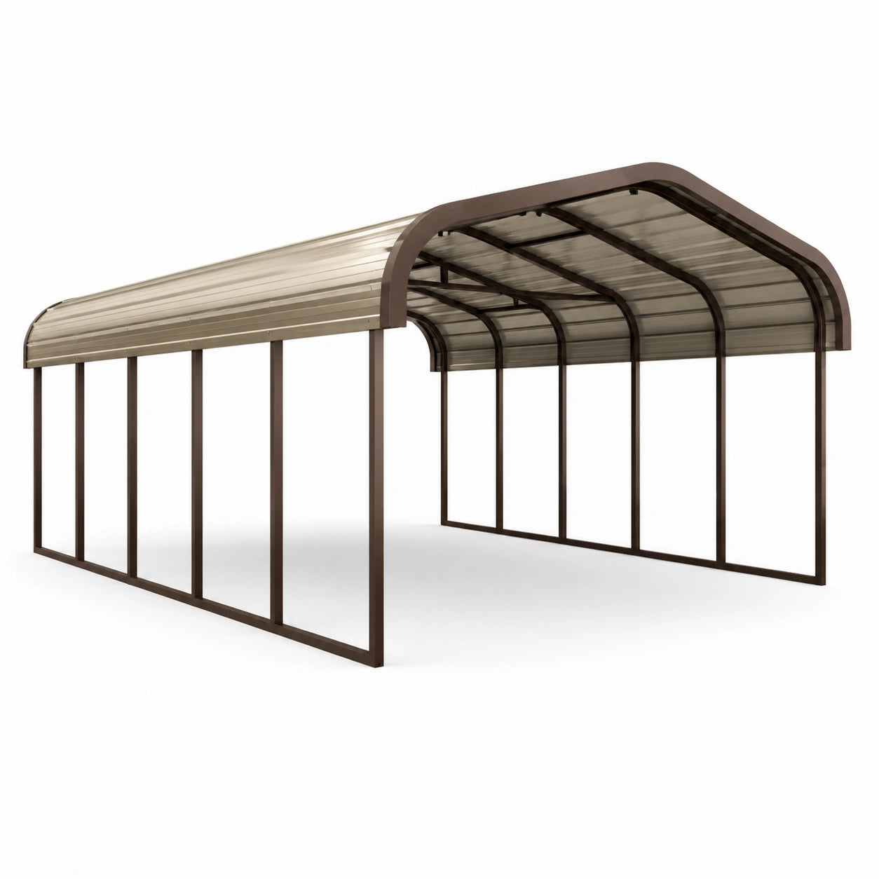 Tettoia per due auto 600 x 600 x 300 cm in metallo marrone con copertura fumé trasparente