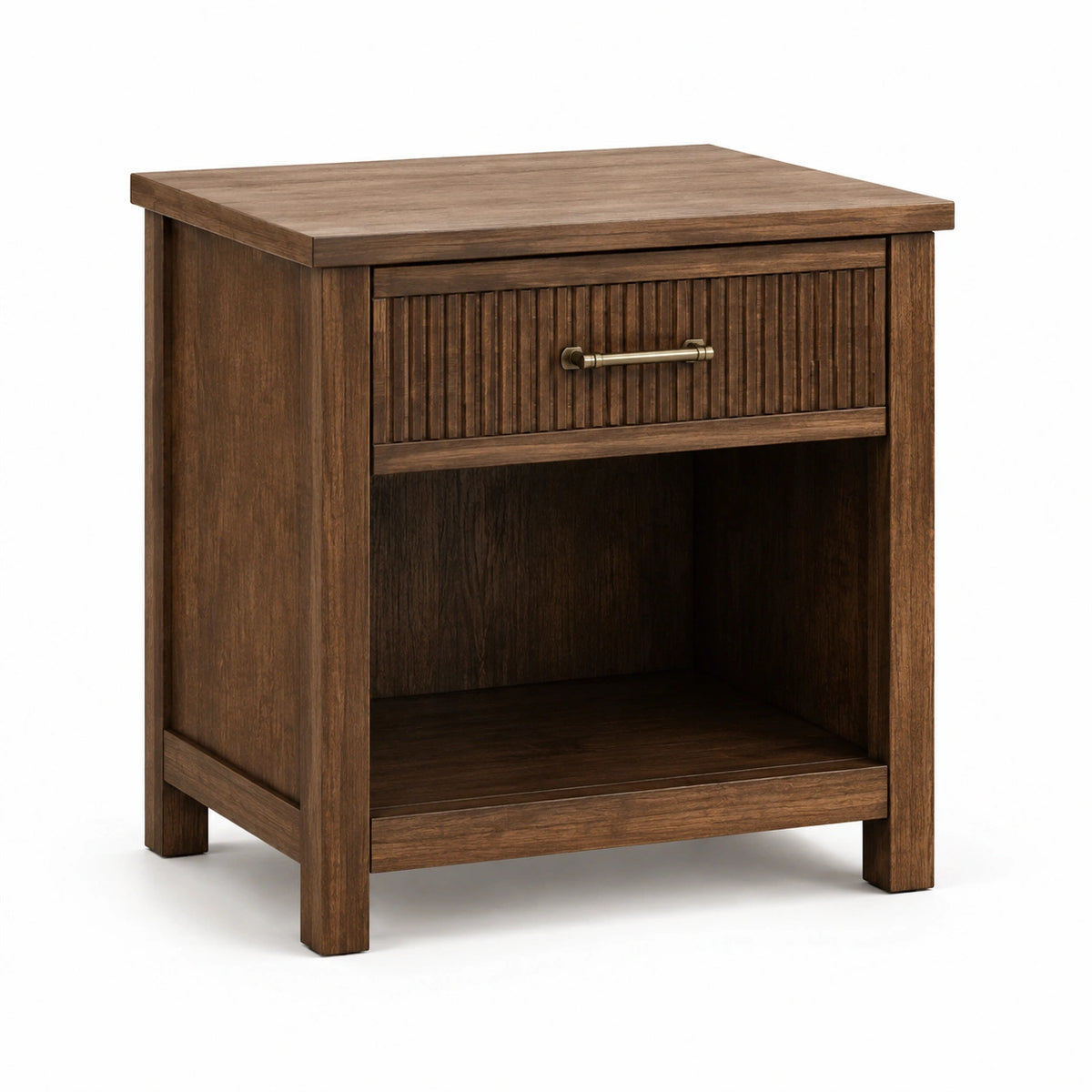 Comodino rustico marrone e bronzo 50 × 40 × 60 cm con cassetto e vano aperto
