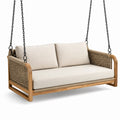 Divano sospeso da giardino a 2 posti, 170 × 80 × 70 cm, beige, marrone naturale e nero