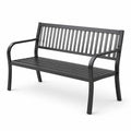 Panchina da giardino in metallo nero a 2 posti con braccioli, 127 × 60 × 85 cm