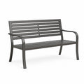 Panca da giardino a 2 posti in metallo antracite con braccioli, 127 × 60 × 85 cm