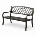 Panchina a 2 posti in metallo Nero/Bronzo con schienale a reticolo, 127 × 59 × 86 cm