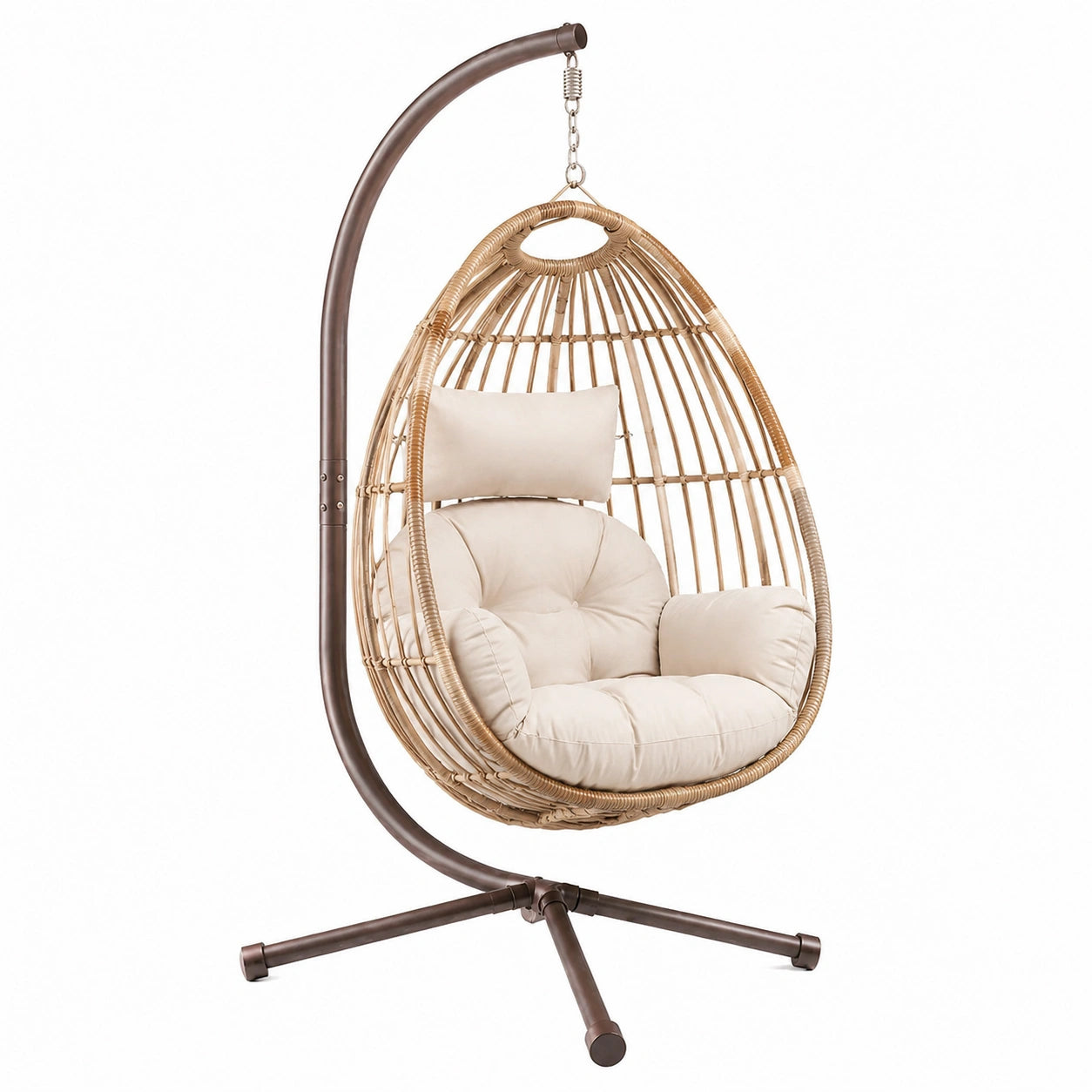 Poltrona sospesa monoposto 105 × 105 × 195 cm, beige, marrone e crema