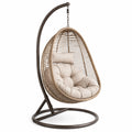 Poltrona sospesa con supporto 105 × 105 × 195 cm in acciaio e polyrattan marrone, tortora e beige