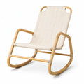 Poltrona a dondolo in rattan naturale con rivestimento beige, 73 × 95 × 100 cm