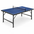 Tavolo da ping pong da interno 274 × 152,5 × 76 cm, blu e nero con dettagli bianchi e rete