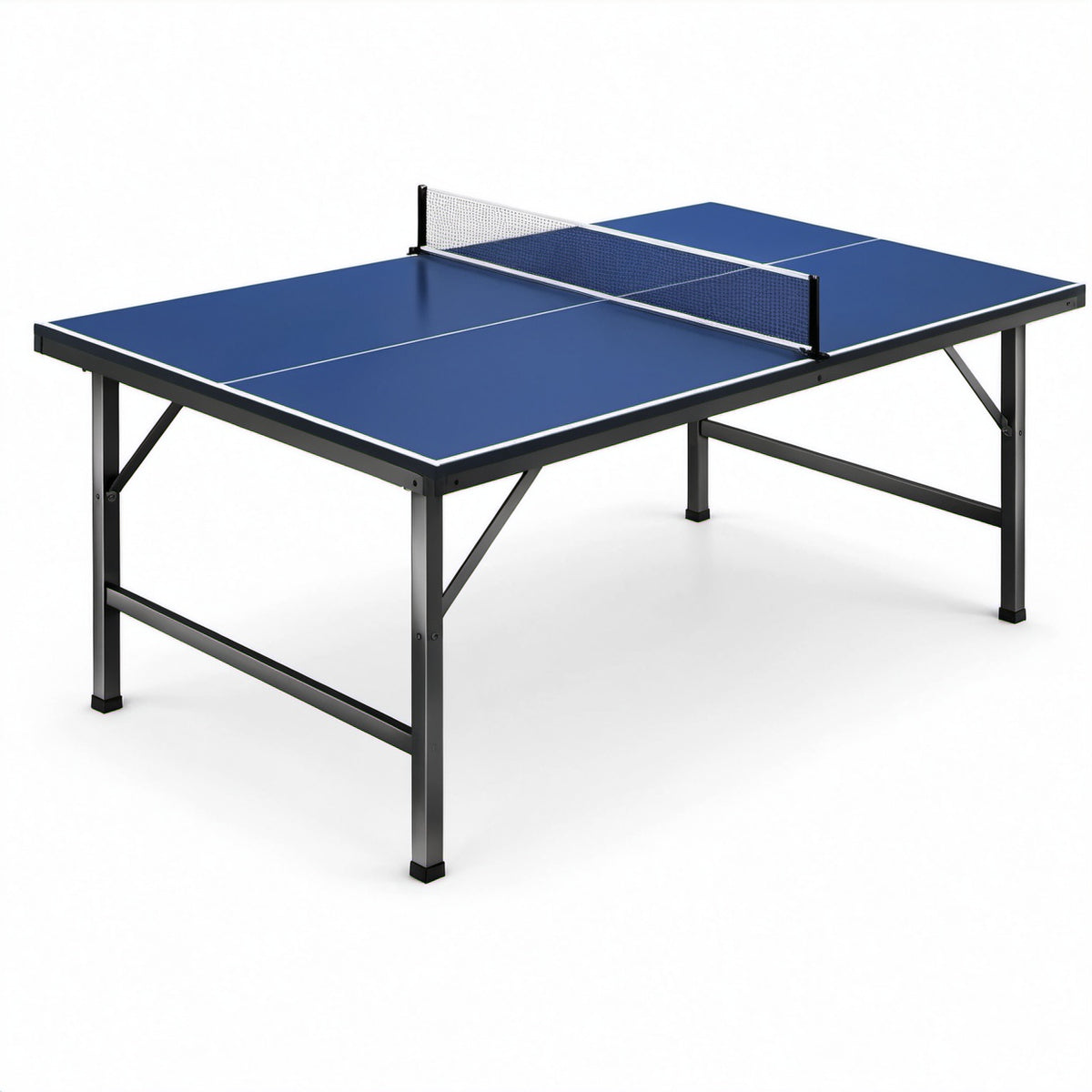 Tavolo da ping pong da interno 274 × 152,5 × 76 cm, blu e nero con dettagli bianchi e rete