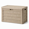 Baule contenitore beige effetto rattan con coperchio, 80 × 45 × 60 cm