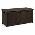 Cassapanca da esterno in polyrattan marrone 120 × 55 × 60 cm con coperchio e chiusura