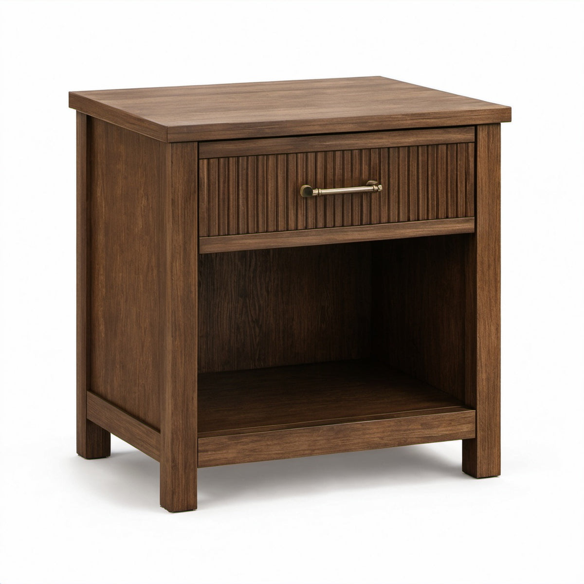 Comodino rustico marrone e bronzo 50 × 40 × 60 cm con cassetto e vano aperto