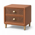 Comodino contemporaneo marrone e oro con 2 cassetti, 50 × 40 × 58 cm
