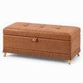 Panca contenitore in similpelle marrone cognac con seduta imbottita, 110 × 40 × 45 cm