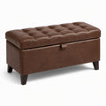 Panca contenitore marrone in similpelle con seduta capitonné, 100 × 40 × 48 cm