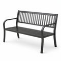Panchina da giardino in metallo nero a 2 posti con braccioli, 127 × 60 × 85 cm