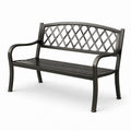 Panchina a 2 posti in metallo Nero/Bronzo con schienale a reticolo, 127 × 59 × 86 cm