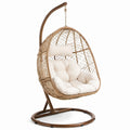 Poltrona sospesa con supporto, 105 × 105 × 195 cm, beige, marrone e crema, per interni ed esterni coperti